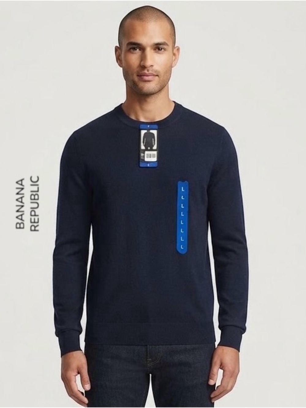 Banana Republic Merino Wool Sweater
Mens L Navy Blue Crewneck Pullover NWT